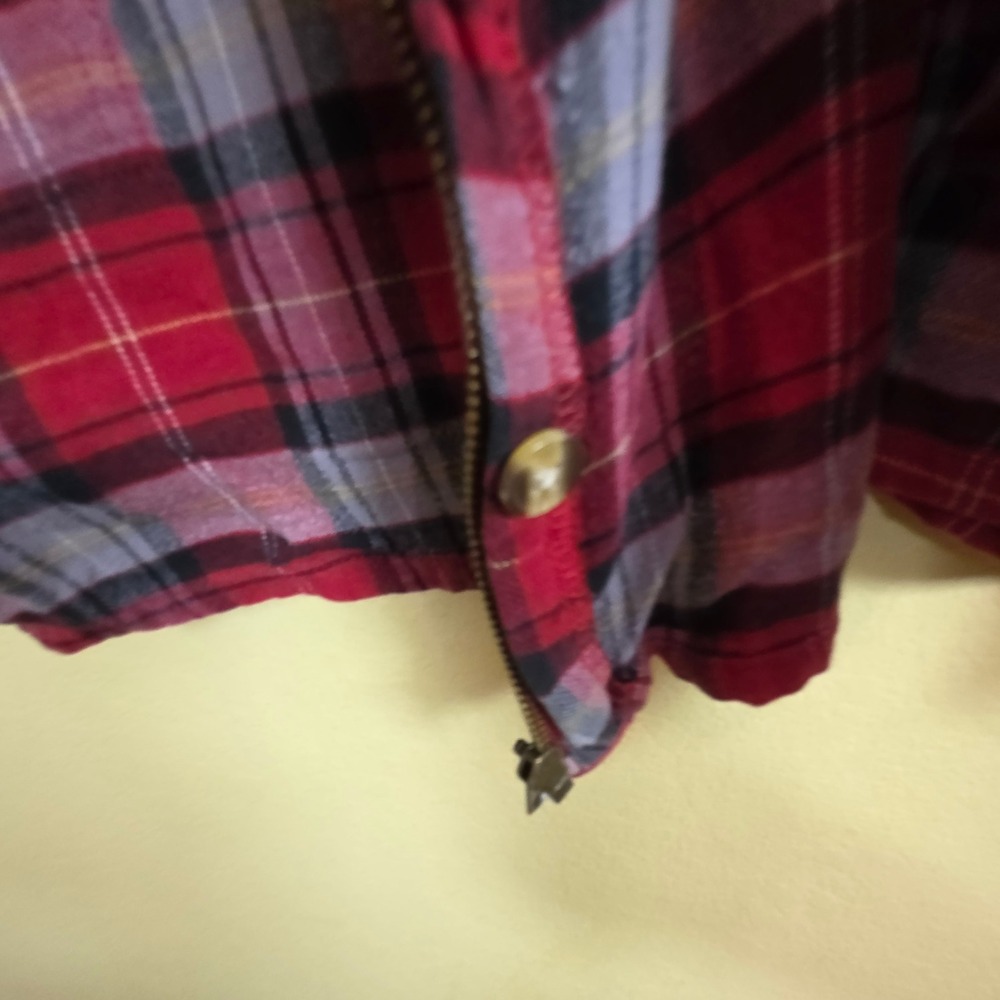 King Size Mens 5XL Red Plaid Full Zip Flannel Shirt 100% Cotton shacket - Picture 7 of 8